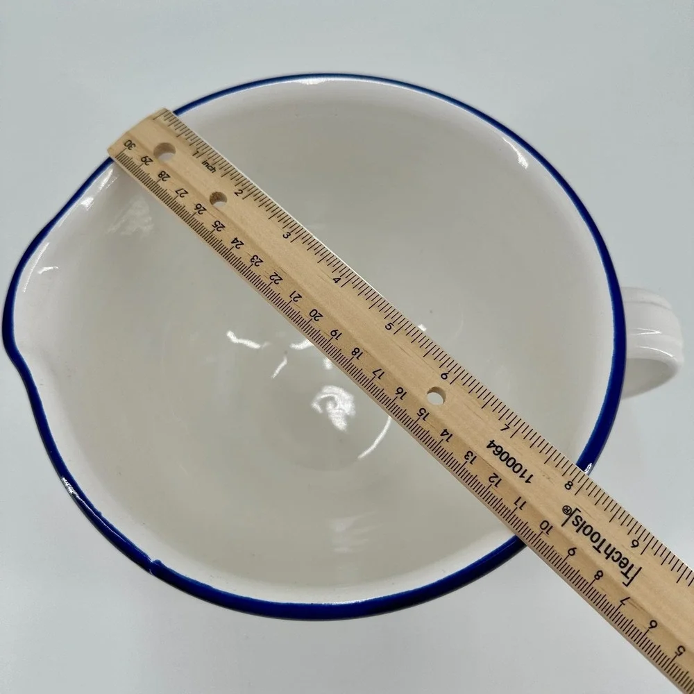 Italy Mid-Century Modern MCM Vintage White‎ Blue Goose Geese Pour Bowl Farmhouse